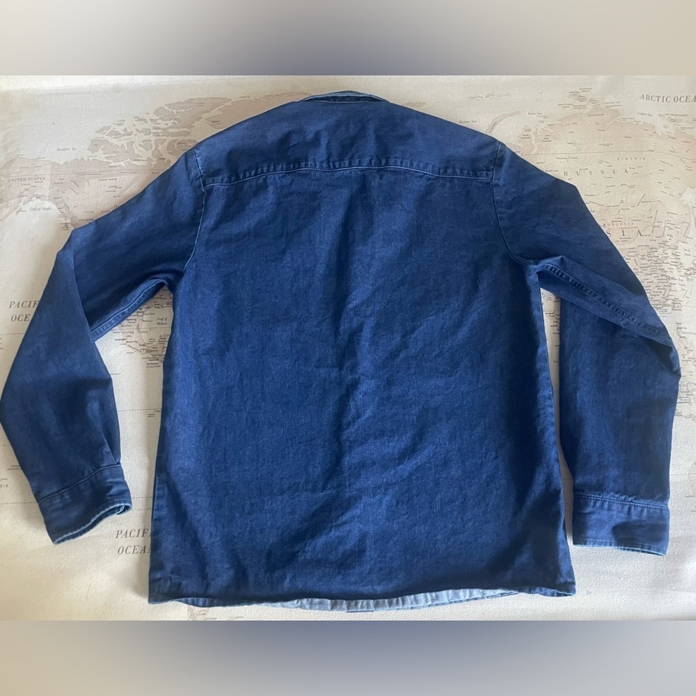 A.P.C. LOGO SHIRT Denim Long Sleeve Size Small - Picture 5 of 10
